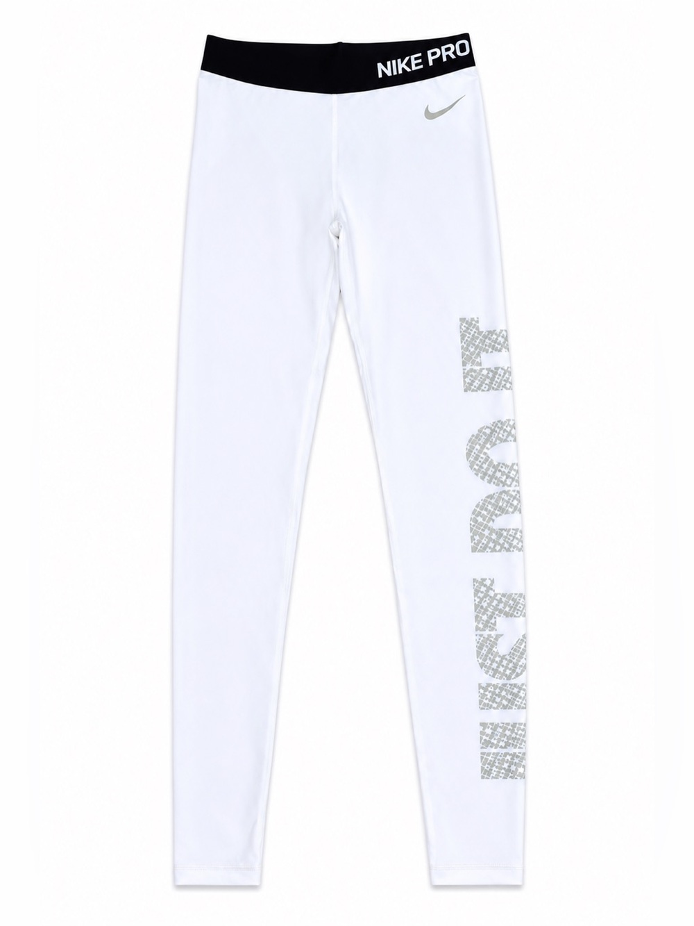 Nike White Women’s Training Leggings with Black Waistband